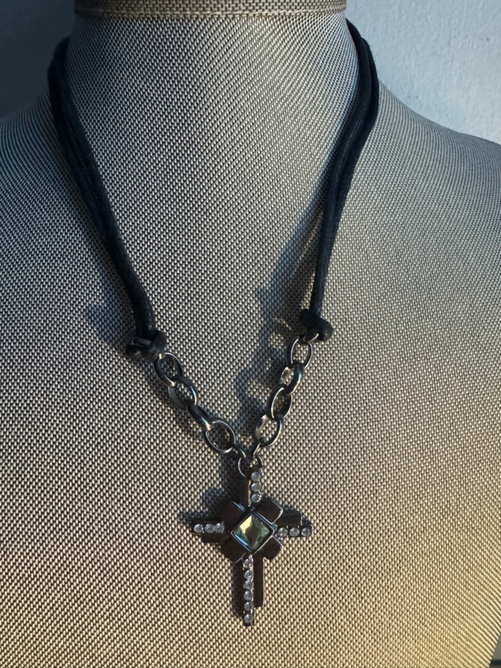 Cross Pendant Necklace with Black Cord